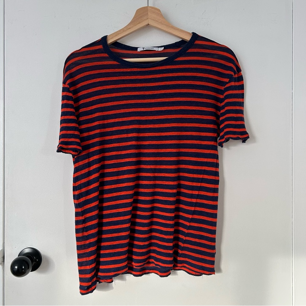 T ALEXANDER WANG STRIPED RED AND NAVY T-SHIRT SIZE S